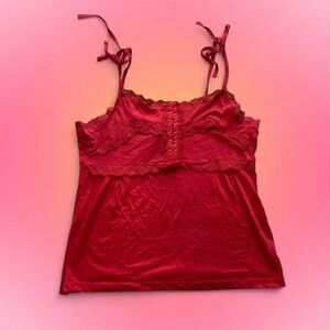 RED EYELET LACE CAMI – H&M